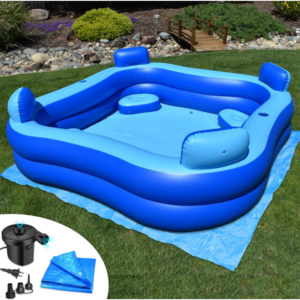 Inflatable Pool w/Seats & Headrests, 8ft x 8ft