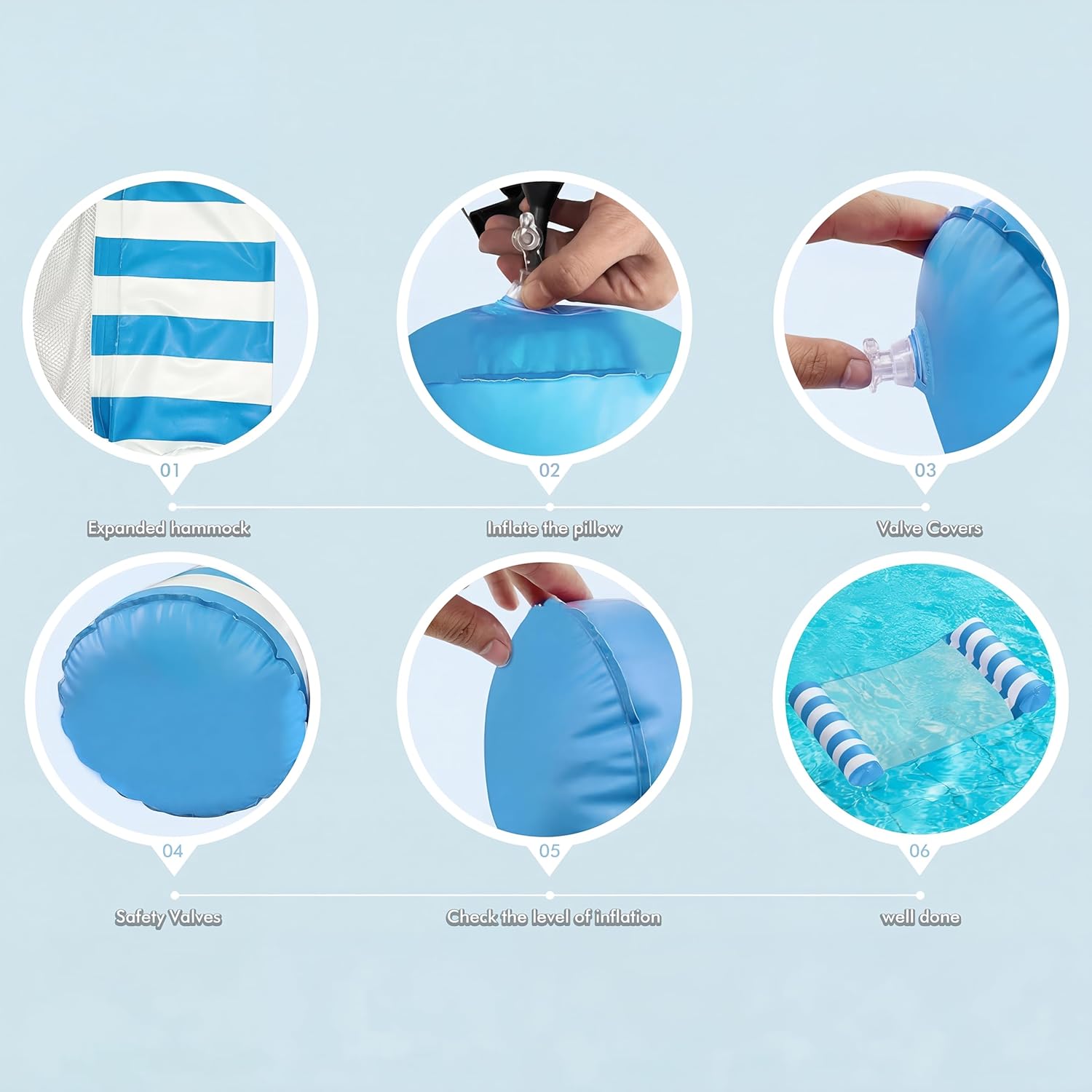 Inflatable Pool Float Set, 2 Pack 4-in-1 Water Hammocks for Adults - Image 2