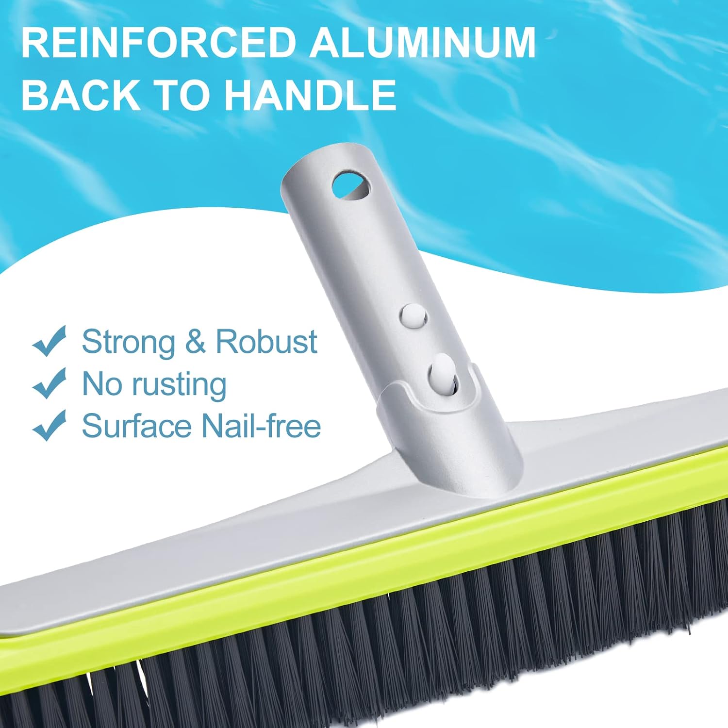 Pool Brush Head with Durable Bristles and Heavy-Duty Aluminum Back - Image 2