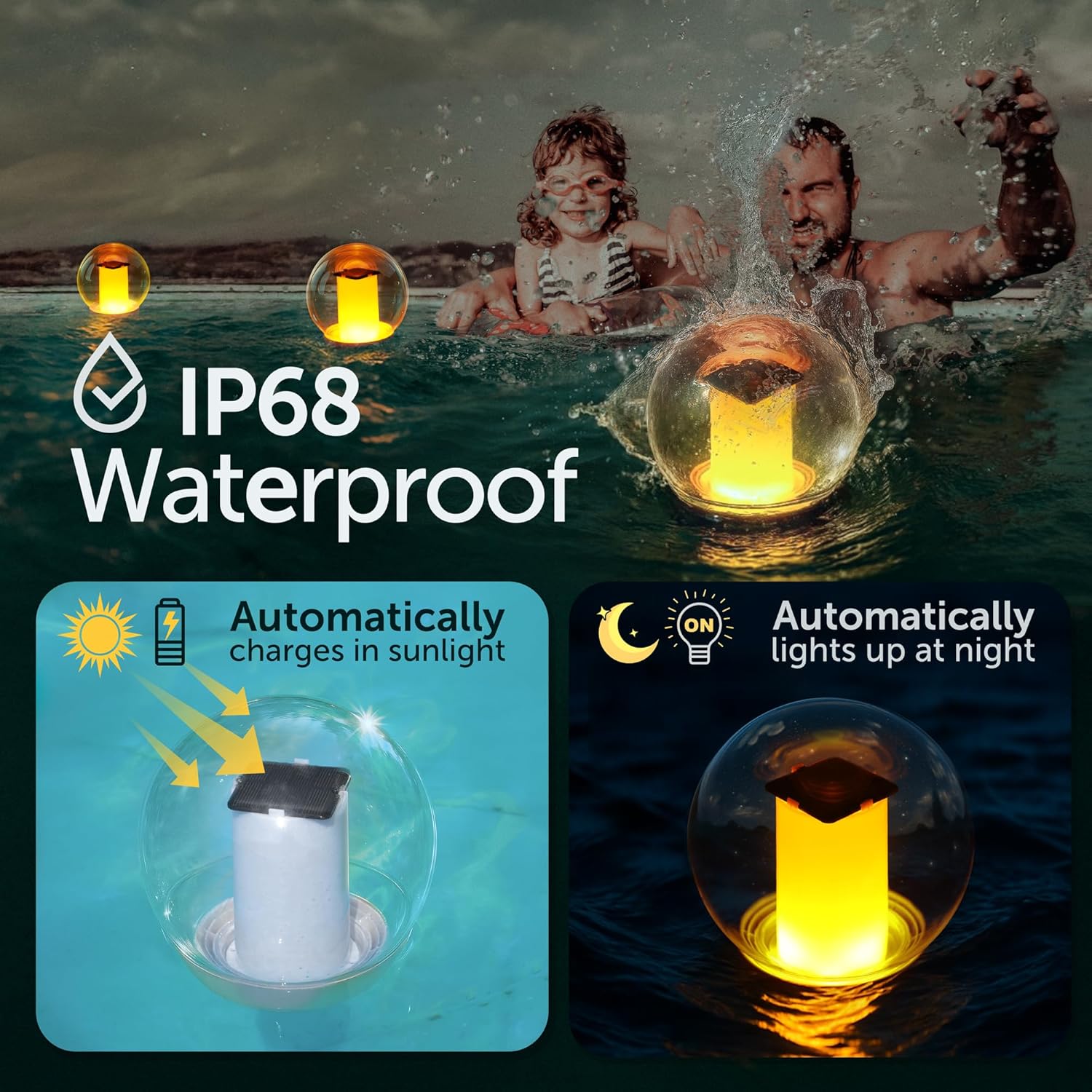 Solar Powered Floating Pool Lights – Globe Lanterns with Candle-Like Glow - Image 4