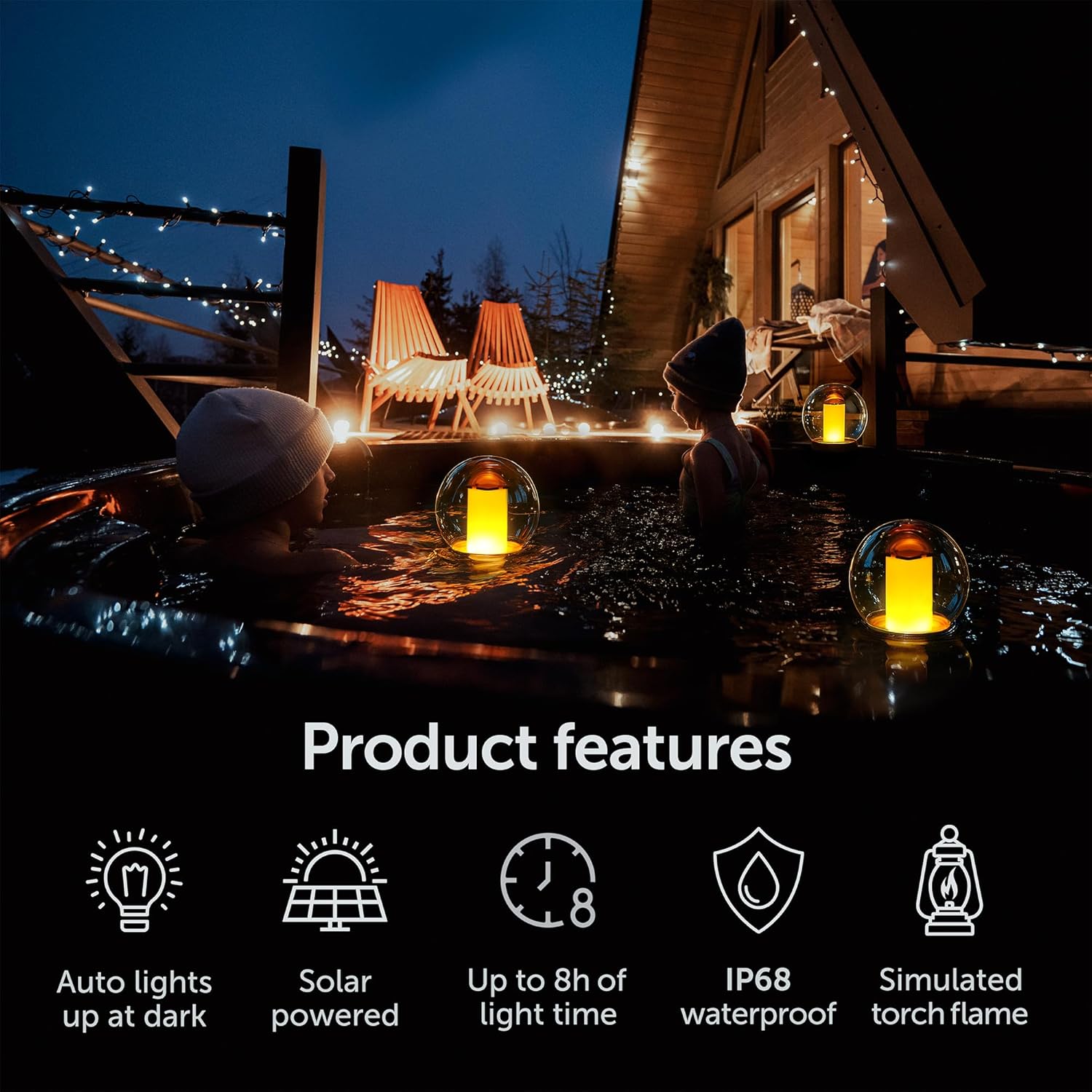 Solar Powered Floating Pool Lights – Globe Lanterns with Candle-Like Glow - Image 3