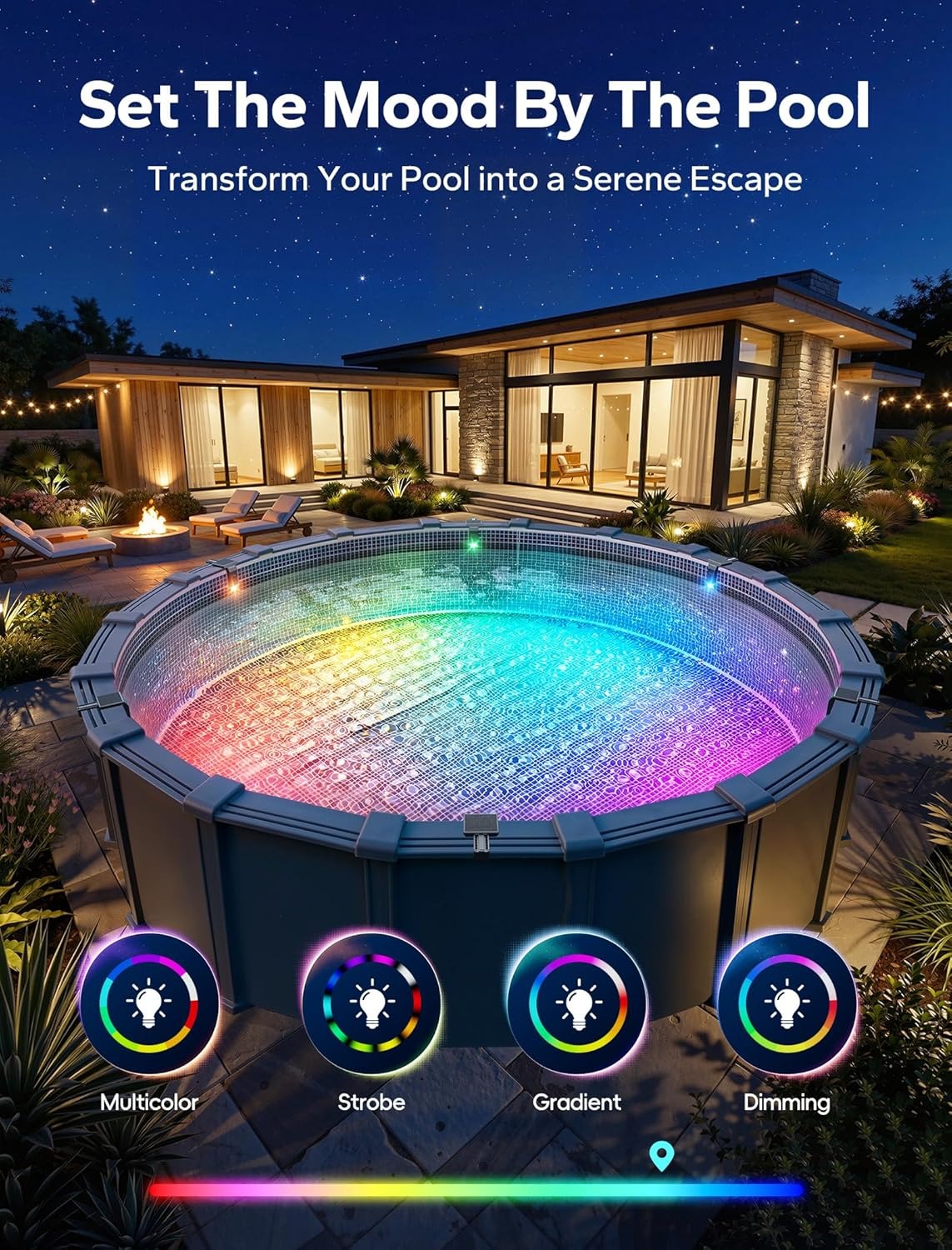 Solar Pool Lights for Inground & Above Ground Pools, 10-Color LED Lights with 4 Modes - Image 3
