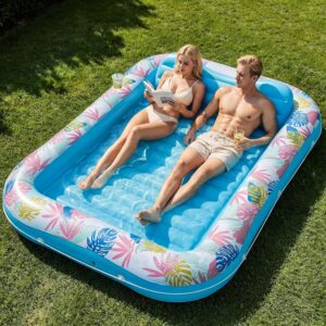 Tanning Pool Float with Headrest & Cup Holder