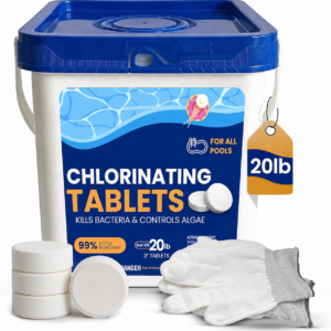 3-Inch Chlorine Tablets, 20 lbs Bucket, Slow-Dissolving 90% Active Chlorine Tabs for Inground & Above Ground Pools
